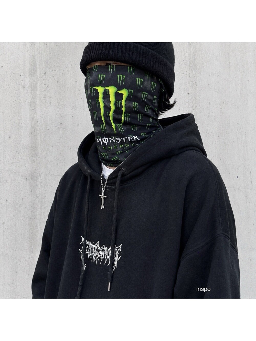 Monster Energy Neck Gaiter Face Cover Black Green Motorcycle Racing Tube Scarf